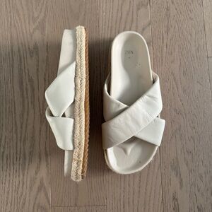 Zara Women's Cream Cross-Strap Sandals
